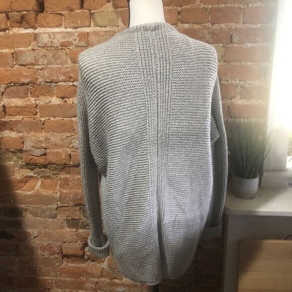 SAM EDELMAN CARDIGAN WOMENS XS LONG OVERSIZED OPEN FRONT FLAWED SLEEVE BEIGE TAN - Picture 3 of 11